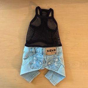 Dog Jeans and Mesh Shirt Onesie